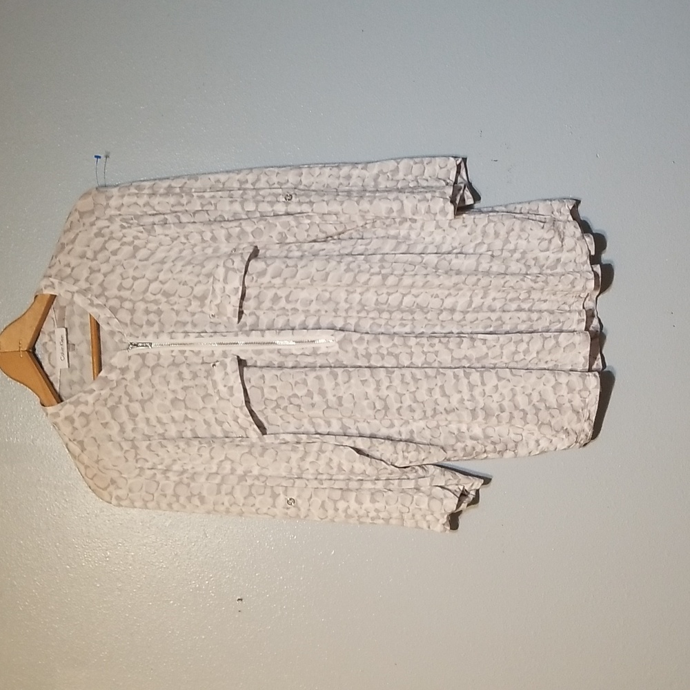 Calvin Klein 3/4 Sleeve Half Zip Women's Blouse Size XL